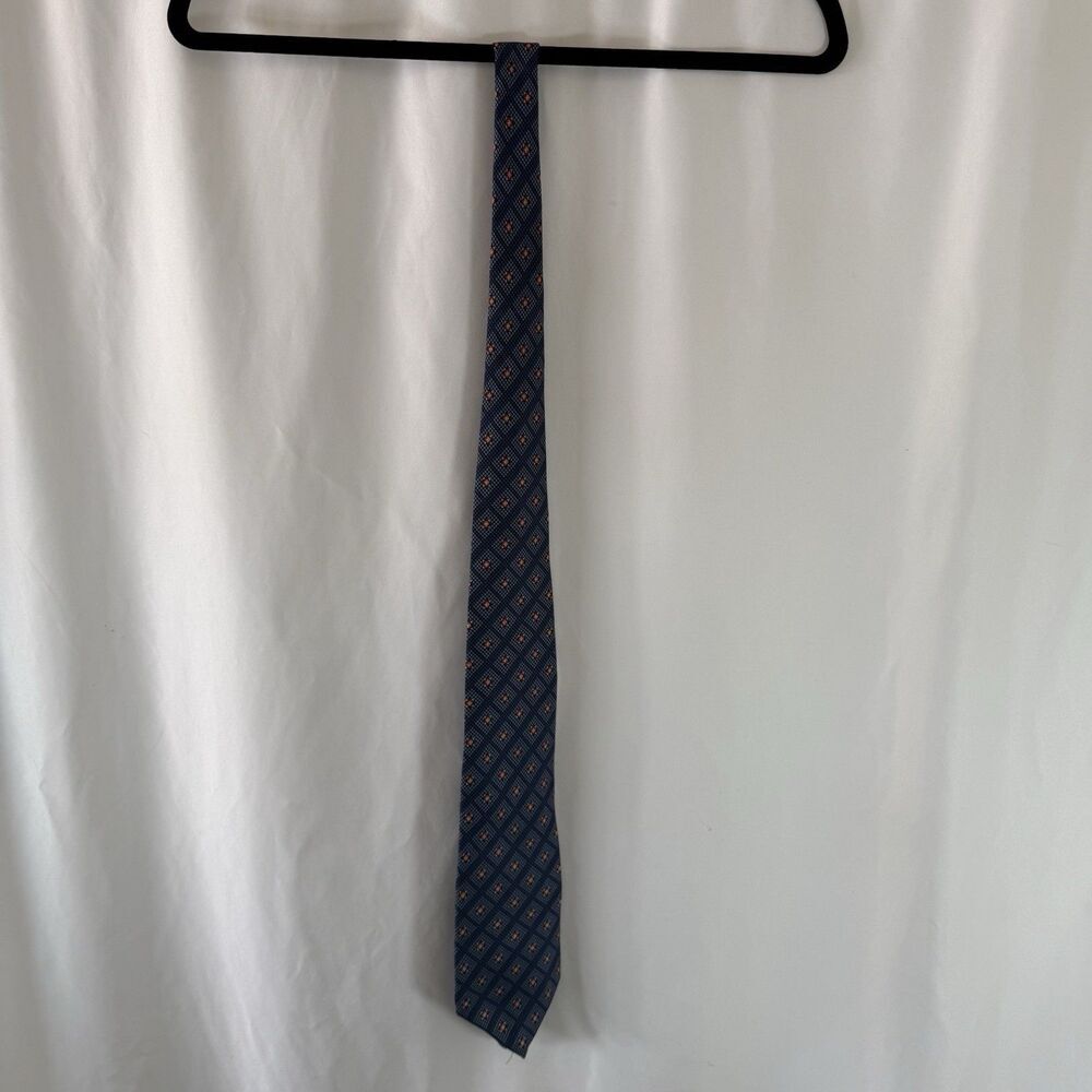 Chaps Ralph Lauren Silk Tie Men's Blue Printed Made in USA 58"x3.5" - Picture 5 of 6